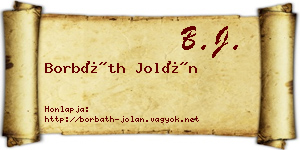Borbáth Jolán névjegykártya