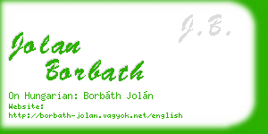 jolan borbath business card
